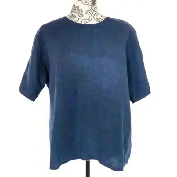 Flax by Jean Engelhart Linen Fundamental Tee Linen T Shirt Boho Minimal Women S - Picture 2 of 10